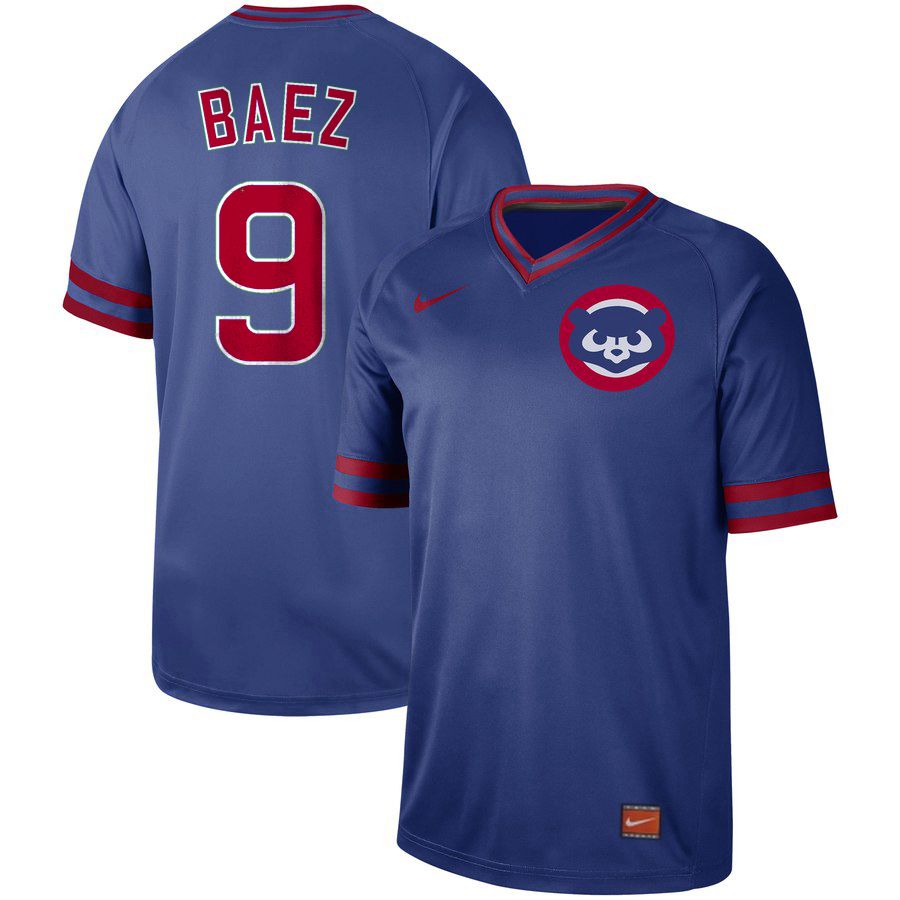 Men Chicago Cubs #9 Baez Blue Nike Cooperstown Collection Legend V-Neck MLB Jersey